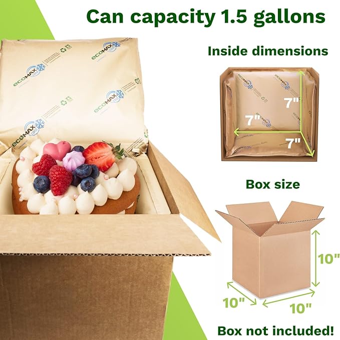 IDL Packaging 10" x 10" x 10" Insulation Liners for Shipping Box, 1.5 Gallons Capacity, Pack of 6 - EcoMax™ Thermal-Paper Liners, Absorb Condensation - For Frozen Food, Meat, or Fish
