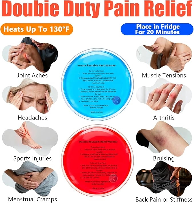 Reusable Hand Warmers, Pocket Heat Packs - Fast Heating & Long-Lasting Cycle Heat Packs for Outdoor Camping, Hiking & Golf - Compact Pocket-Sized Warmers