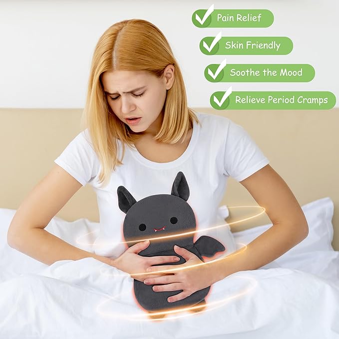 Bat Microwavable Heating Pad for Kid and Women, Plush Animal Microwave Heating Pad for Cramps & Period Pain Relief, Lavender Scented Heated Pad for Neck Knee Pain, Warmer Pad for Birthday Mother's Day