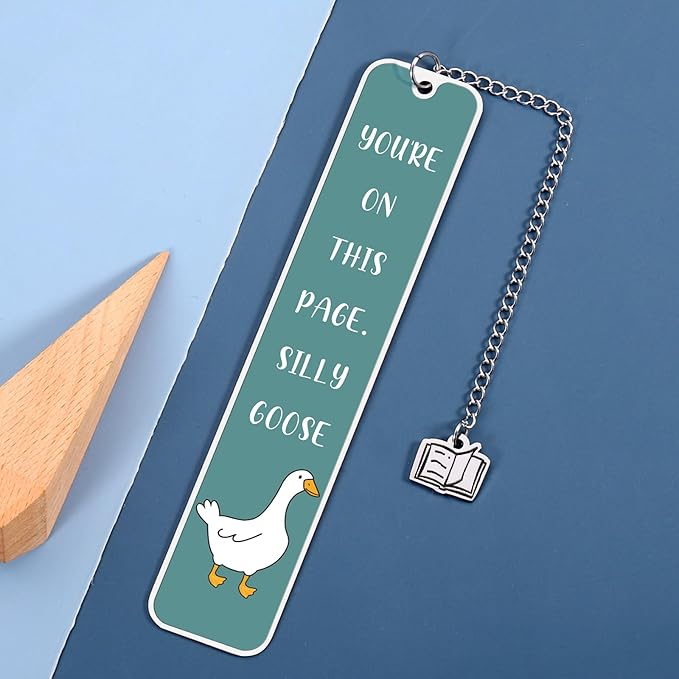 Aiseavril Cadeau Green Goose Bookmark - Stainless Steel - 1 pc for Book Lovers