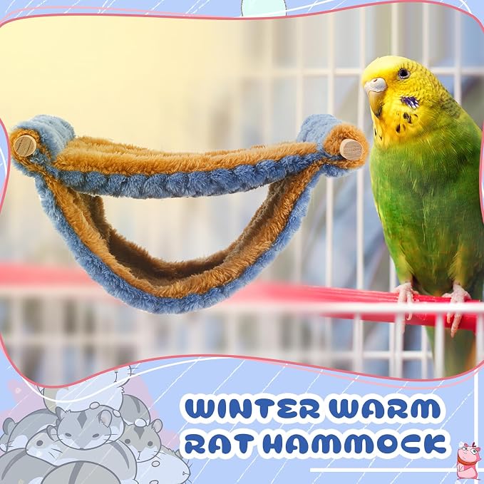 2 Pcs Winter Warm Rat Hammock Double Layer Pet Ferret Hammock Hanging Soft Plush Guinea Pig Bunk Bed for Cage Sleep Chinchilla Squirrel Hamster Mice Birds Small Animals Hideaway Hideout
