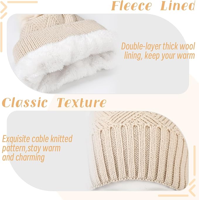 Geyoga 6 Pcs Winter Warm Set for Women Warm Beanies Hats Touchscreen Gloves Long Scarf Ear Muffs Socks Winter Gifts for Women