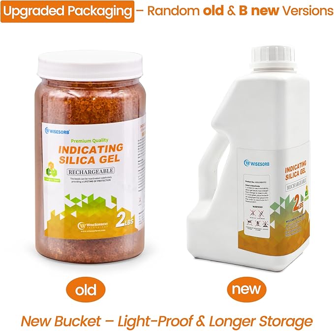2lbs Premium Orange Silica Gel Desiccant Beads(Industry Standard 2-4 mm) - Rechargeable & Indicating Silica Gel Beads