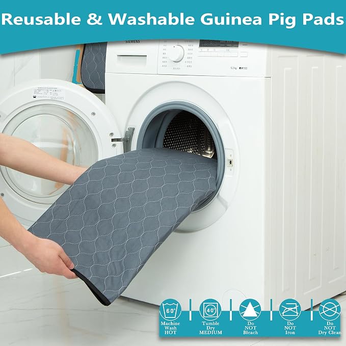 Bunlitent Washable Guinea Pig Cage Liner, 24x47 (3 Pack), for Small Animals | Waterproof, Reusable, Anti Slip, Guinea Pig Bedding Fast and Super Absorbent Pee Pad for Midwest Cage Area, Grey