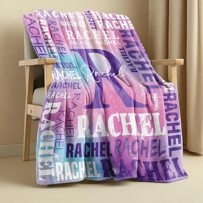 Personalized Blankets for Teen Girls Boys - Printed in USA, Custom Blanket with Kids Names, Ultra-Soft Flannel Monogrammed Baby Throws Blankets, Customized Christmas Brithday Gifts for Adults