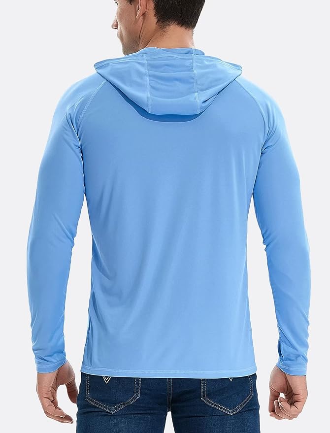TELALEO 3 Pack Men's UPF 50+ Sun Protection Lightweight Hoodie Performance Long Sleeve SPF UV Shirt for Fishing Running