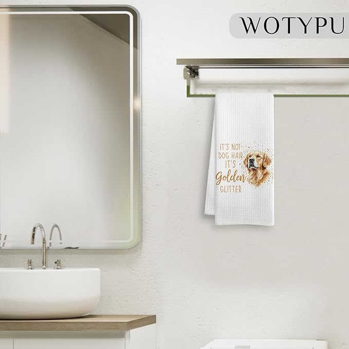 Funny Golden Retriever Gifts Kitchen Towels, Gifts for Golden Retriever Lovers, Dog Lovers Gifts Dish Tea Towels, It's Not Dog Hair Decorative Hand Towel for Bathroom, 16x24 Inch