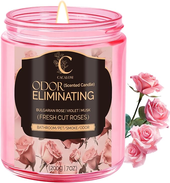 Rose Odor Eliminating Candles, Pet Scented Candles for Home, Single Wick Soy Candle Gifts for Women, Men, Ideal for Creating Relaxing Atmosphere, Over 50 Hours of Burn Time