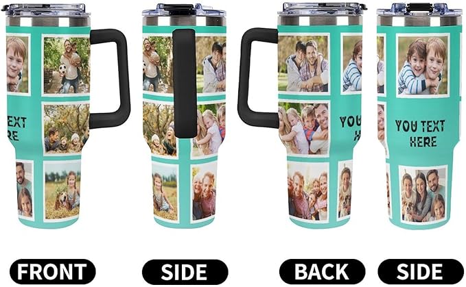 Artsadd Personalized 40oz Insulated Stainless Steel Tumbler with Photos and Text, Thermal Insulation, Spill-Proof Lid for Christmas or Any Occasion