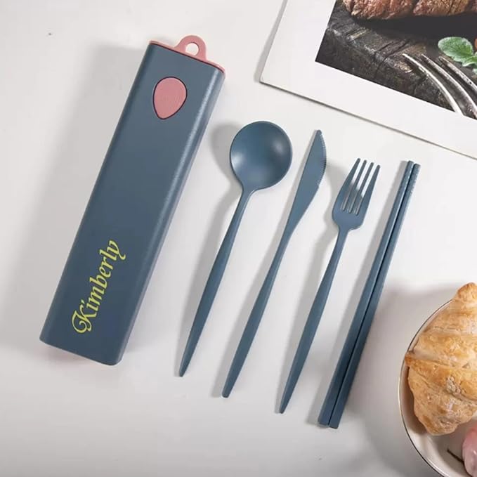 Custom Cutlery Set，Portable Knife Fork Spoons Tableware，Reusable Travel Utensils Set with Case，Personalized Gifts，eco- friendly gift，School, Office gifts, Mother's day gift