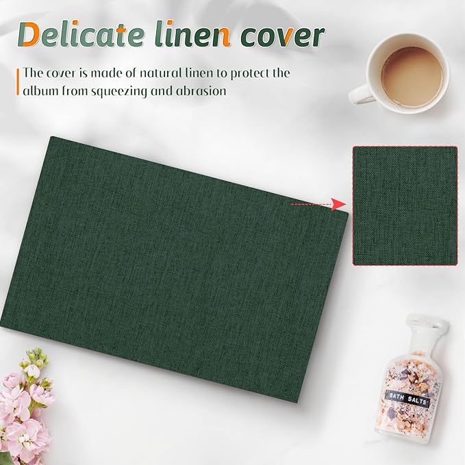 Popotop Photo Album 4x6 48 Pockets for Wedding Gifts,Linen Hardcover Picture Albums for Family Anniversary Baby Vacation Pictures