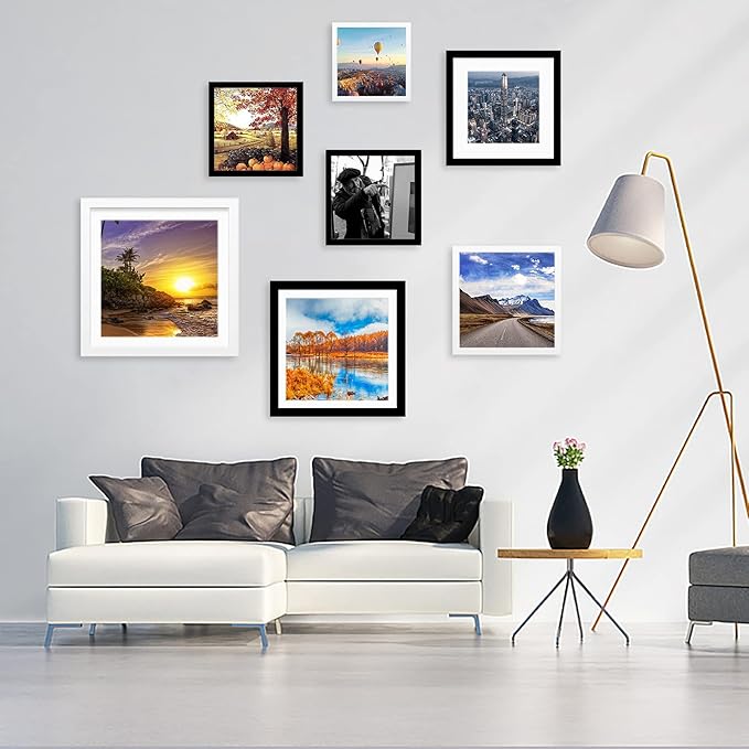12x12 Wood Picture Frames for Wall Hanging or Tabletop,Diamond Painting Frame Baby Scan Picture Frames with 2 Mats Display 8x8 or 10x10 for Family Walls Decoration,Anniversary,Wedding,Christmas(White)
