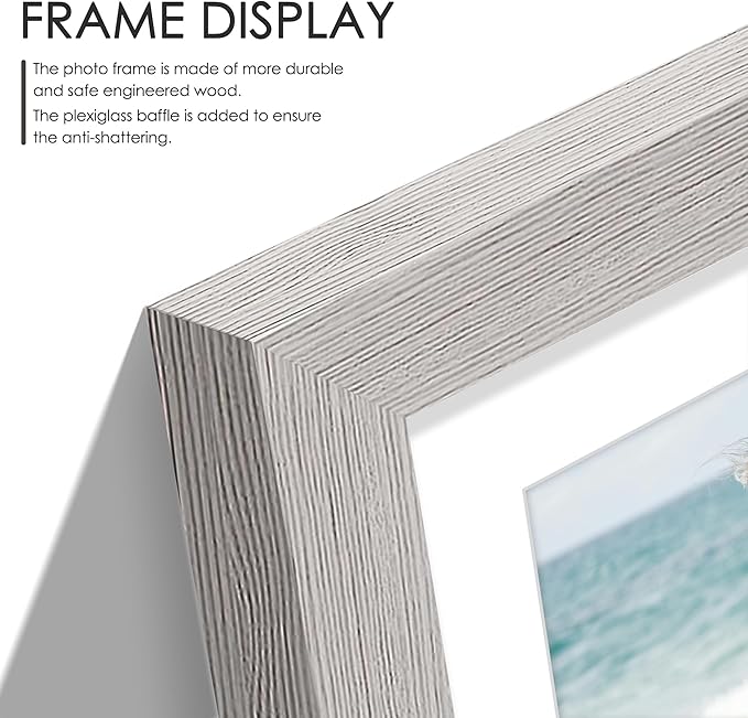 11x14 Collage Picture Frame, 4x6 Collage Picture Frame, Displays Five 4x6 inch Photos, or 11x14 (Without Mat) Wall Decor Wall Hanging or Tabletop, Grey.