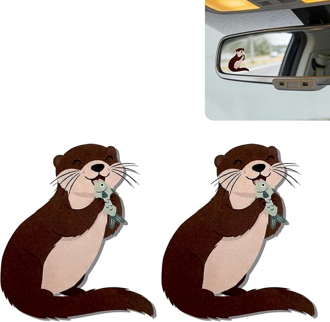 2Pcs Sea Otter Rear View Mirror Sticker Waterproof Vinyl Car Window Decal | Otters Car Accessories, Cute "Moo-tivational" Auto Decals Decor, Otter Gifts for Women Men Animal Lovers