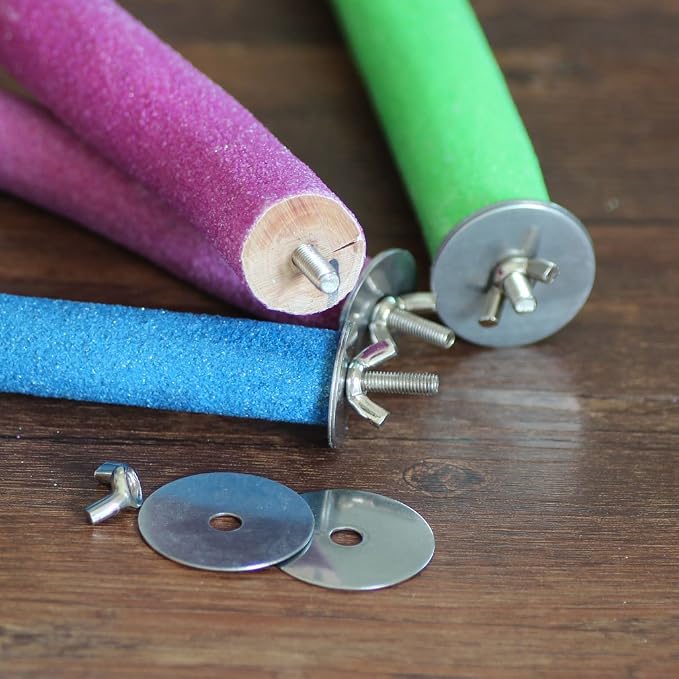 Bird Perch Rough-surfaced Nature Wood Stand Toy Branch for Parrots | Natural Quartz Sand Perch for Grinding Nails Trimming Macaw Congo African Gray Amazon Cockatoo Easy Install Cage Accessories
