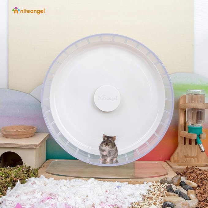 Niteangel Super-Silent Hamster Exercise Wheels: Quiet 11 inch Running Wheel | Can 11.6-15.4" Adjustable Height - No Bend Back Spinner Running for Dwarf Syrian Hamster Gerbils Mice Or Other Small Animal