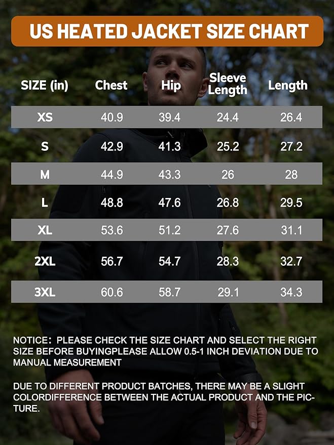 ANTARCTICA GEAR Men's Heated Jacket with 12V 15000mAh Battery, Water-Resistant Winter Softshell Hooded Coat