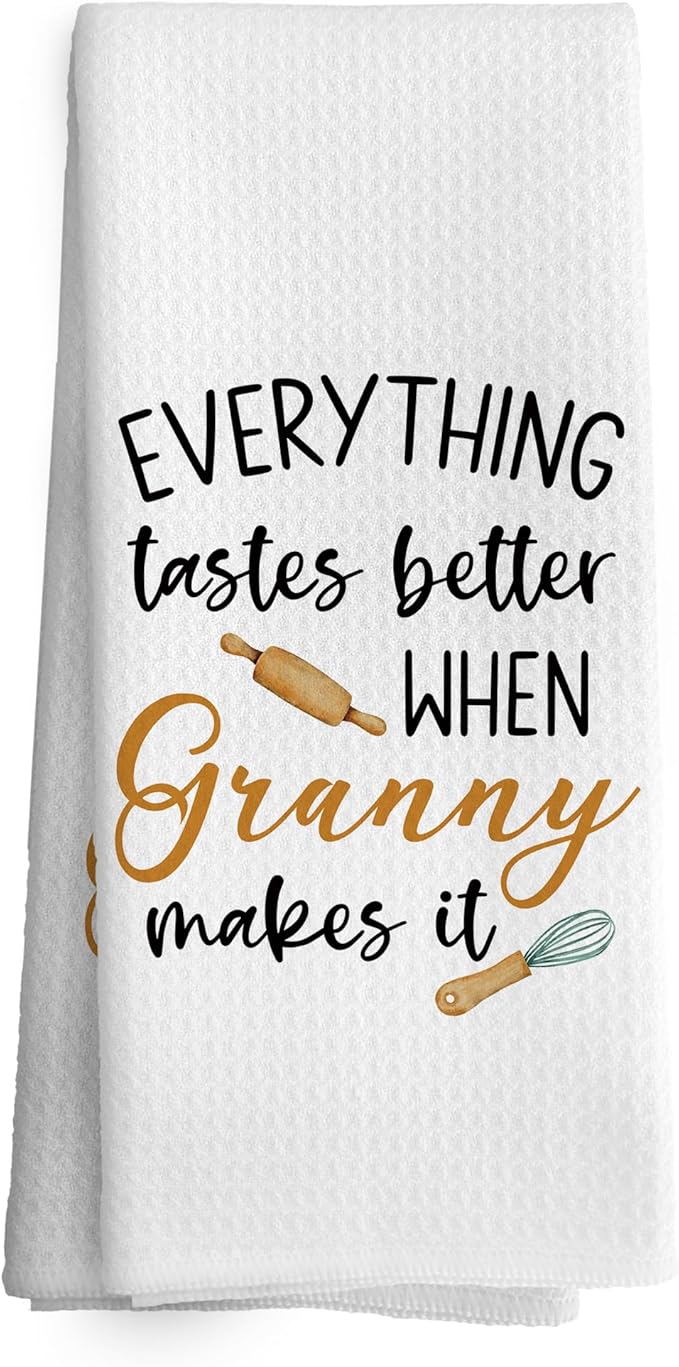 Granny Gifts Kitchen Towels Grandma Gifts from Grandchildren, Grandma Gift for Mothers Day Dish Towel Dishcloth 16x24 Inches, Grandmother Gift Decorative Absorbent Hand Tea Towels Decor