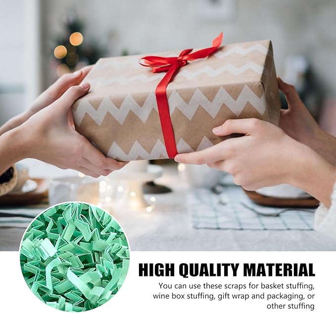 ZEBMOON 1 LB Light Blue Crinkle Cut Paper Shred Filler Great for Gift Wrapping, Basket Filling, Birthday, Wedding, Halloween, Thanksgiving, Christmas Day, New Year Party Decorations Filling Supplies