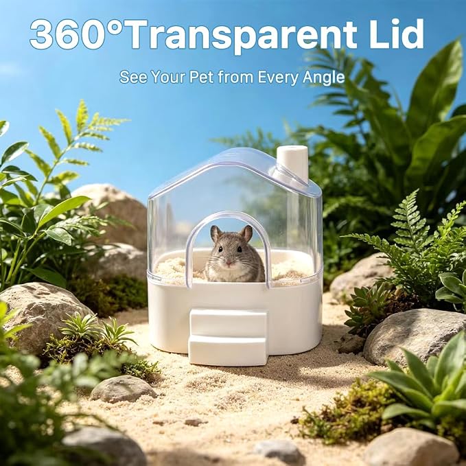 Hamster Sand Bath Container, Hamster Bathtub Digging Sand Container, Large Space for Pygmy Hamsters, Chinchilla, Rats, Mice, Gerbils, Other Small Animal