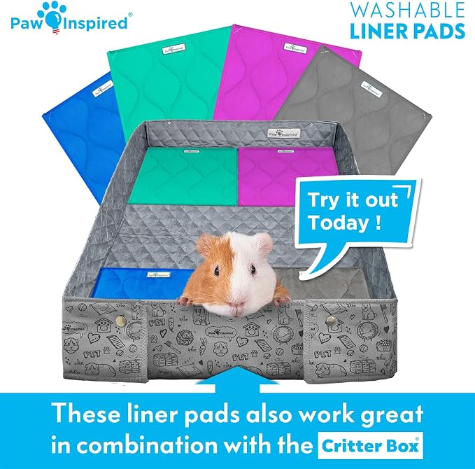 Paw Inspired Washable Fleece Guinea Pig Cage Liner Pads,12x12 Inch, Pink | Corner Mat, Pee Pad, Super Absorbent Bedding, Waterproof Bottom, Guinea Pigs, Ferrets, Rabbits, Hamsters, Small Animals