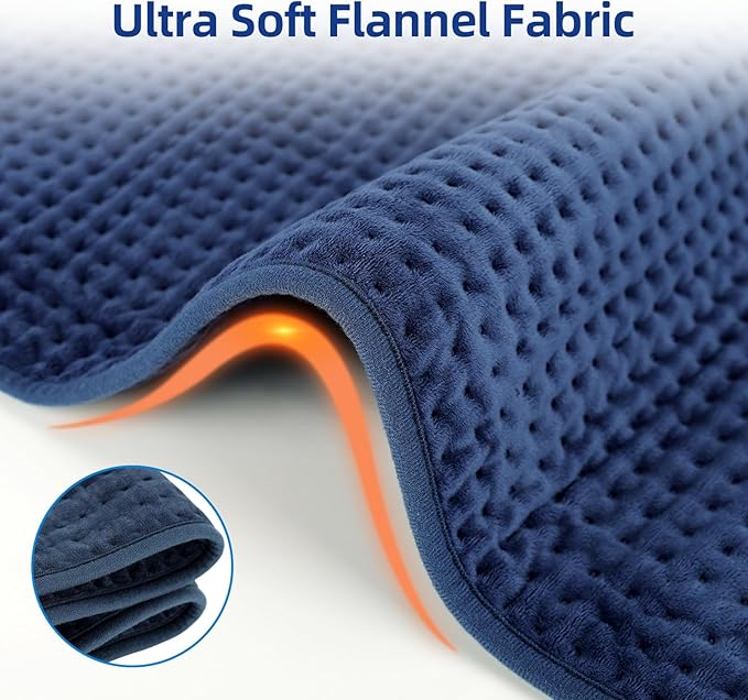 Comfytemp Extra Large Heating Pad for Back & Period, 33''x 17'' King Size, FSA Eligible Items Only List, HSA Approve Electric XL Heated Pad for Shoulder/Neck/Knee, Small Lap Blanket, Washable (Blue)