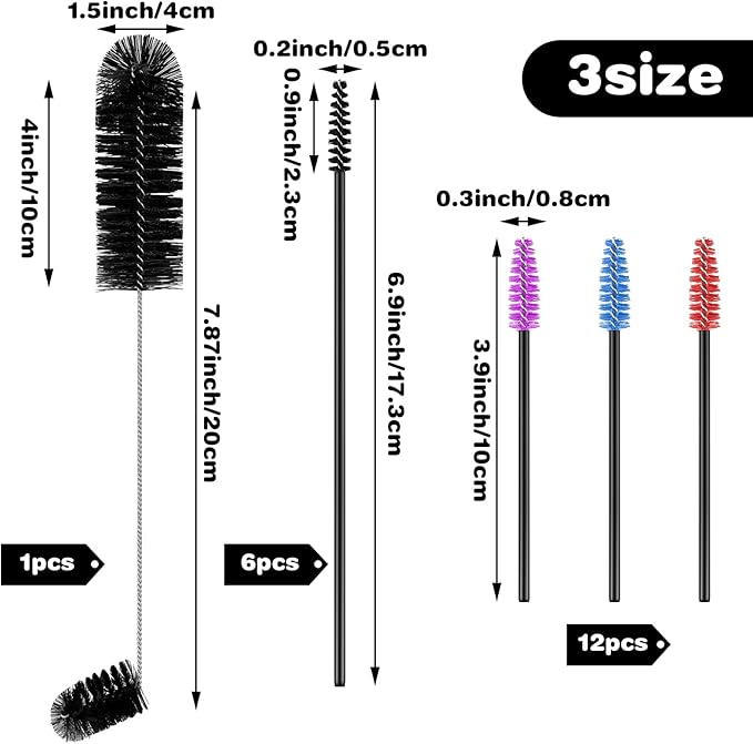 Hummingbird Feeder Cleaning Brush 19 Pieces 3 Size Mini Nylon Double Headed 2 in 1 Hummingbird Brush Hard to Reach Places Tiny Cleaning Kit(Black)