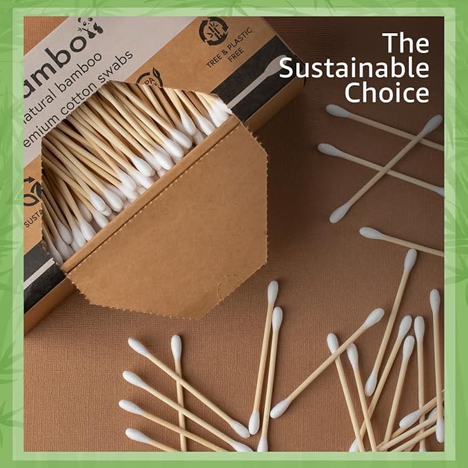 Ibambo 100% Bamboo Ear Cotton Swabs (5000-Pack) | Double Tipped Cotton Buds for Ear | Biodegradable Beauty & Personal Care Items | FSC Certified & Hypoallergenic | For All Ages & Pets