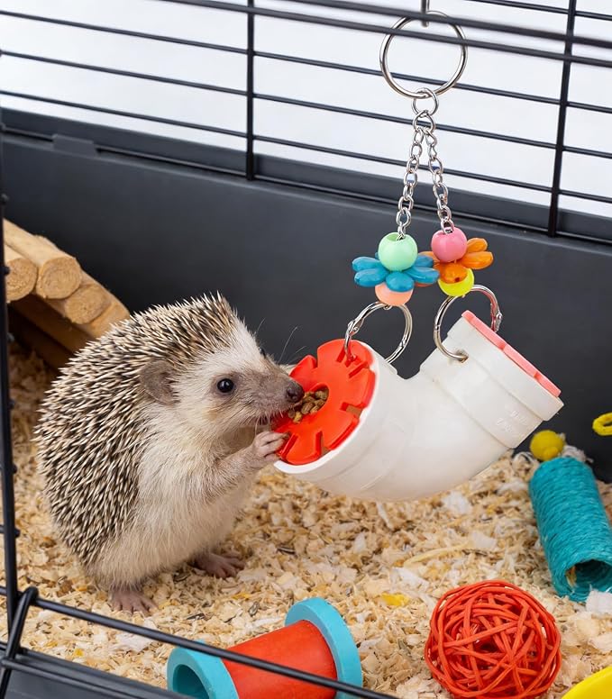 Hedgehog Toys for Hedgehogs to Play with, Foraging Toys for Hedgehogs, Hanging Slow Feeder Enrichment Toy Puzzle Supplies Cage Accessories for Rat, Hamster, Rabbit, Parakeets