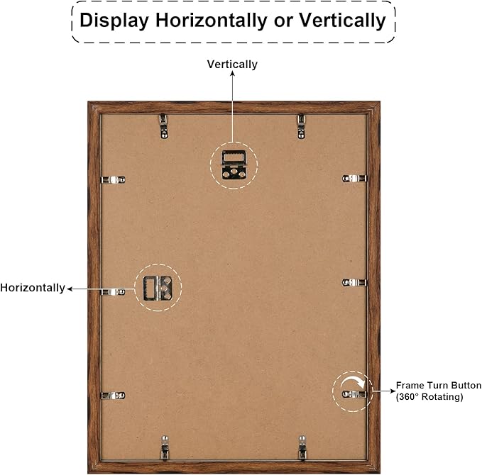 13x17 Collage frame with 8 Openings 4X6 Pictures, Multiple Picture Frame with Mat, Wall or Tabletop Decor, Carbonized Brown Wood Grain,2 Pack