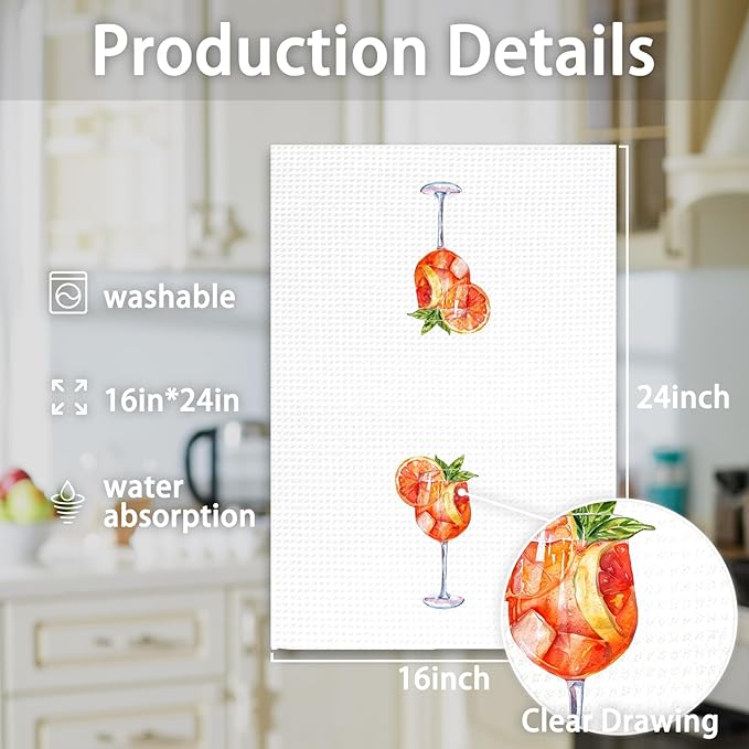 Aperol Spritz Gifts Decor Kitchen Towels, Gifts for Aperol Spritz Lovers Hand Towels, AperolSpritz Cocktail Dish Tea Towels for Kitchen Home BarDecor, AperolSpritz Bar Cart Decor, 16x24Inches