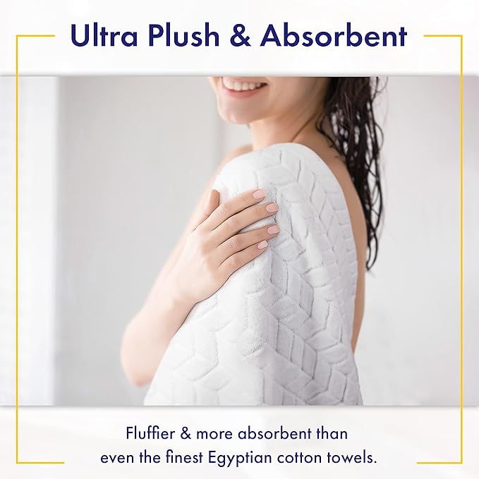 Ultra Soft & Stylish 700 GSM Luxury Bath Sheets | Pack of 2 | Extra Large 35x70 Inches | 100% Zero-Twist, Long-Staple Cotton | Remarkably Absorbent (White)