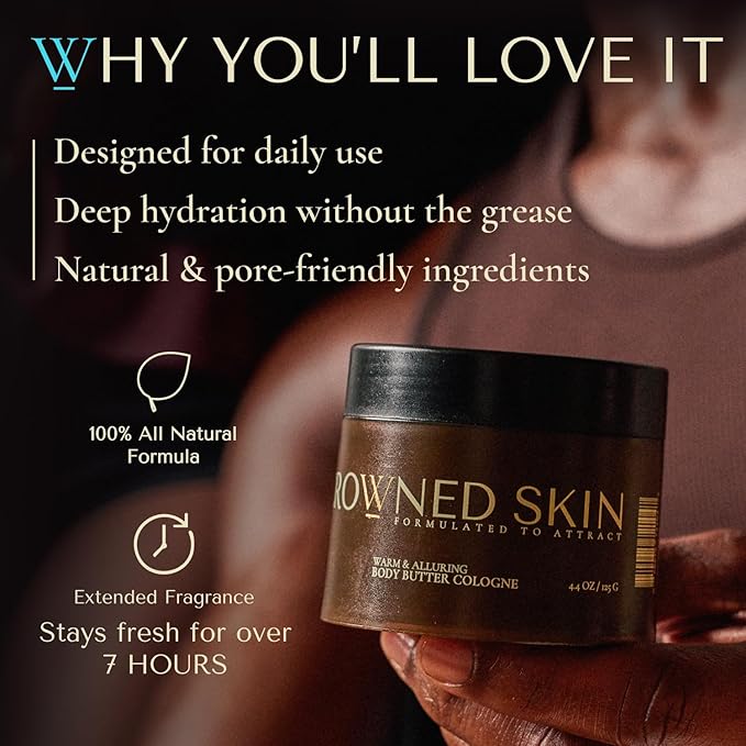 Crowned Skin Reign Cologned Body Butter | Fresh & Nautical Scent | Blended with Pink Pepper & Bergamot | Infused with Organic Shea & Mango Butters | Moisturizing Formula with All-Day Fragrance | 4.4oz