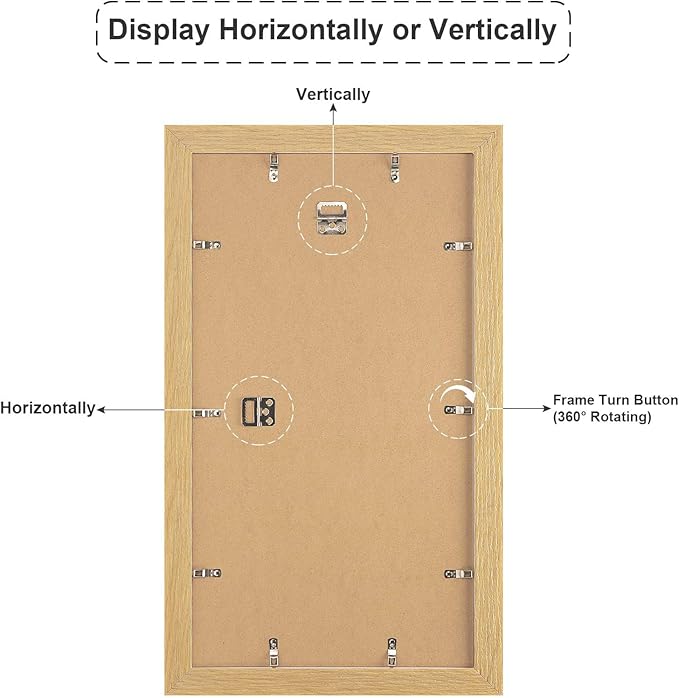 11.8x21.8 Picture Frame Display 8 opening 4X6 Picture Frame Collage,Multi Photo Frame with Mat,Plexiglass,Wall or Tabletop Decor,Natural Wood Grain