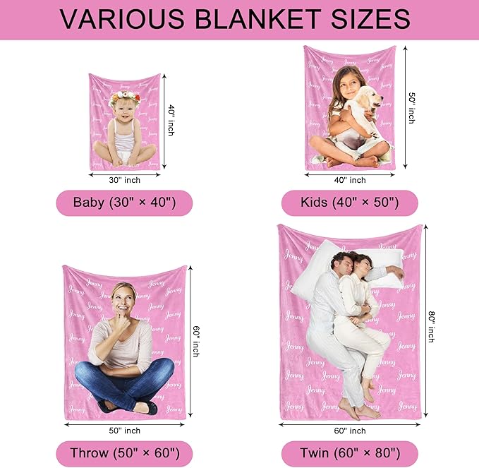 Ship Next Day,Custom Blanket with Name,Personalized Blankets for Kids,Customized Fleece Throw Blanket Christmas Blanket Gifts for Daughter Son