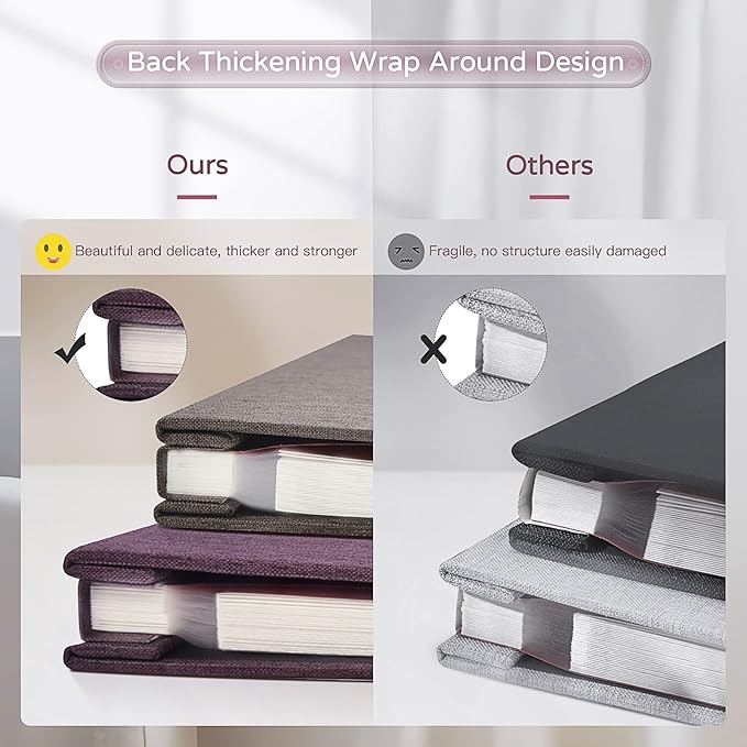 Popotop Large Photo Album Self Adhesive 4x6 5x7 8x10 Scrapbook Album DIY Picture Book,Gifts for Mom,Family Baby and Wedding,with Metal Pen and Plastic Board