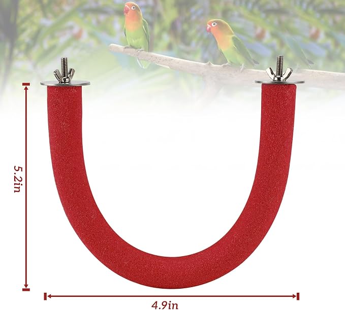 Rypet U-Shaped Parrot Perch, Bird Perch for Cage(Red S) | Safe Chew & Rest Perch for Large Birds, Durable Non-Toxic Cage Accessory, for Parakeets Cockatiels Conures Macaws