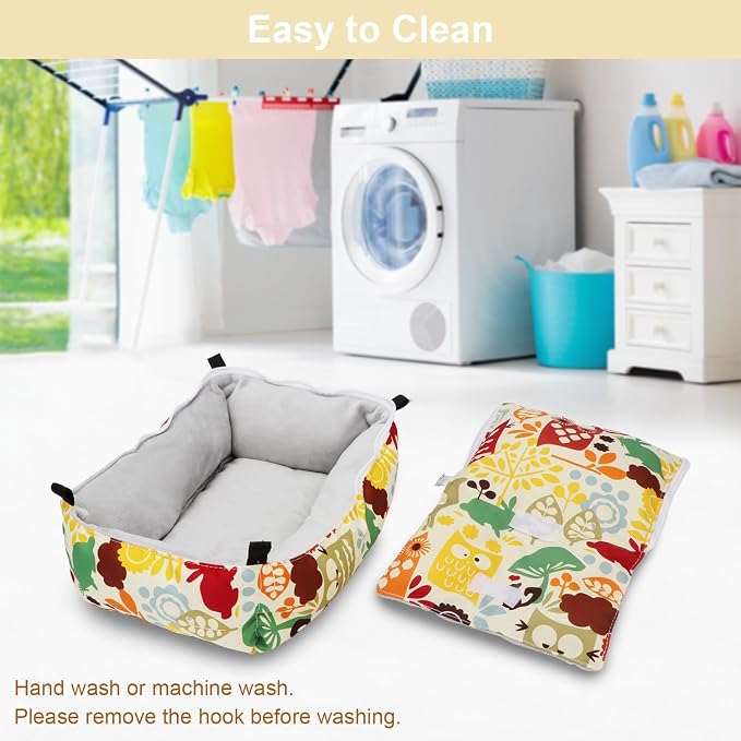 Wontee Guinea Pig Bed Warm Hammock Snuggle Bed for Young Guinea Pig Small Ferret Rat Sugar Glider Squirrel (Yellow)
