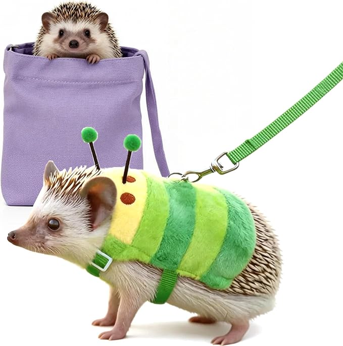 Hedgehog Leash and Harness with Carrying Bag Travel Clothes Accessories Harness Leash for Hamster Clothes for Ferret Guinea Pig Small Animal Accessories Guinea Pig Outfits