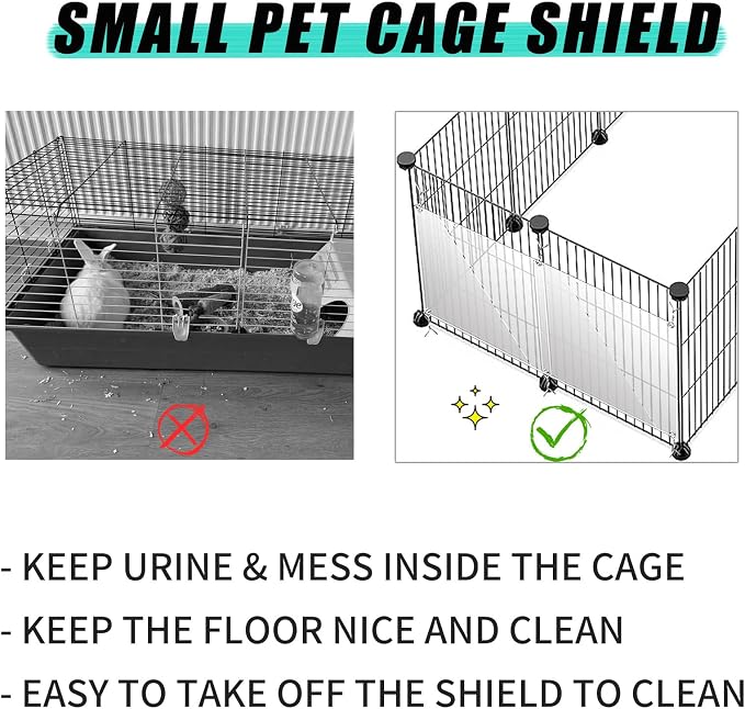 Oncpcare 24 Pack Rabbit Splash Guard, 10'' x 8.2'' Pet Plastic Pee Shields Liner Protection Clear Edge Liner Guinea Pig Side Lining Small Animal Cage Accessories