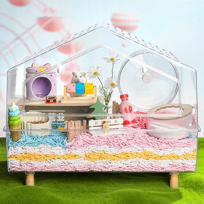 Hamster Enrichment Toys, Hamster Chew Toys, Wooden Small Animal Cage Accessories, for Syrian & Dwarf Hamsters, Gerbils, Rats