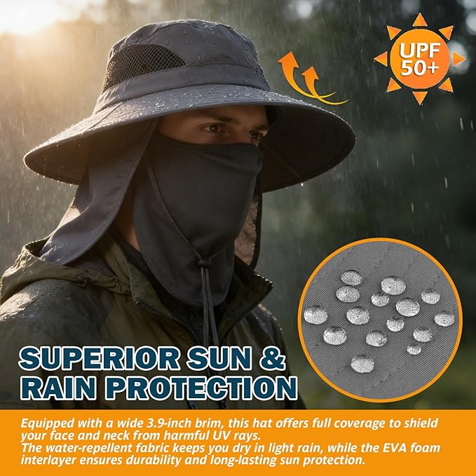EINSKEY Wide Brim Sun Hat, UPF 50+ UV Protection Waterproof Packable Bucket Hat for Men & Women, Fishing Hiking Beach Garden