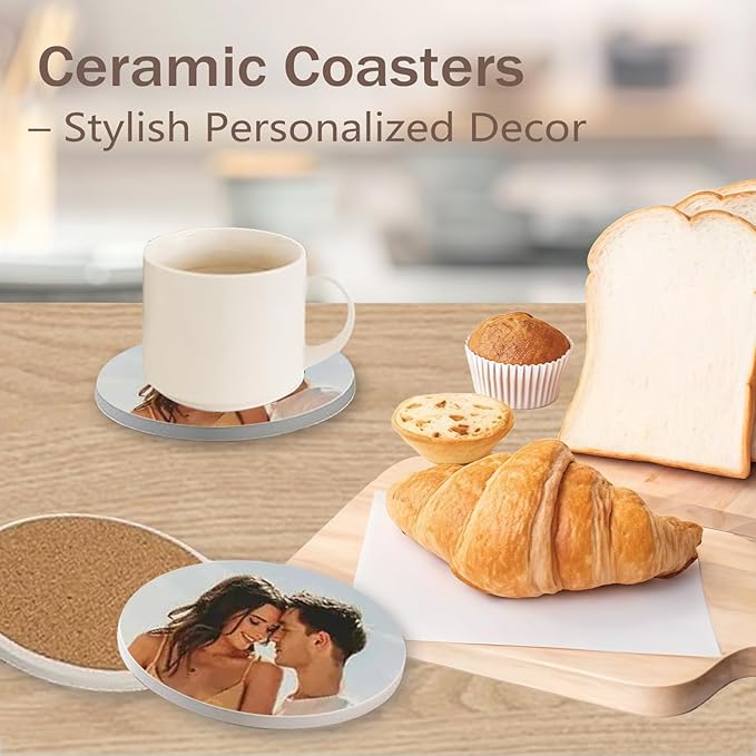 Custom Coasters, Personalized Ceramics Coaster for Crafts, Customized Absorbent Drink Coasters with Your Photo/Logo/Text, Cork Base for Home, Bars, Hallowmas