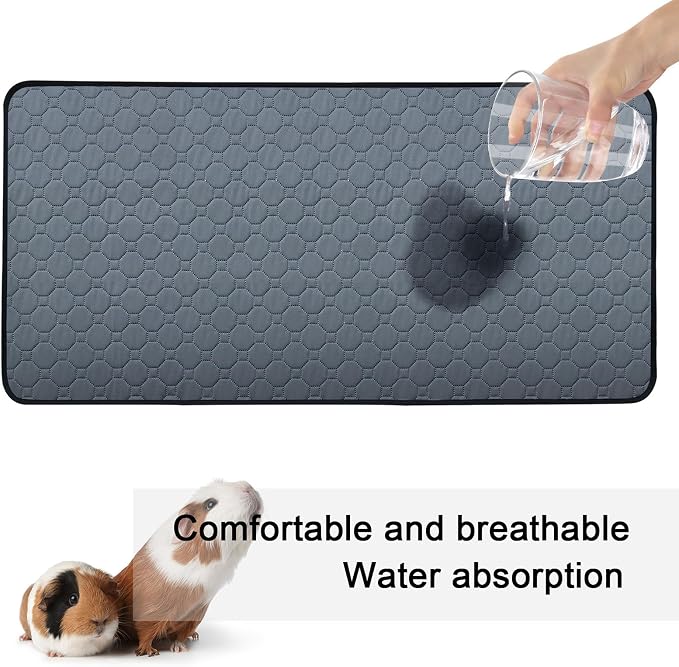 2 Pack Washable Guinea Pig Cage Liners & Pee Pads (24"x47") - Waterproof, Super Absorbent, Non-Slip Bedding for Rabbits, Hamsters, Rats
