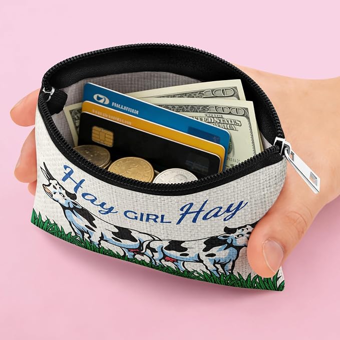 Cow Themed Gift Coin Purse for Women Funny Cow Lovers Gifts for Friend Cowgirl Christmas Graduation Birthday Gifts for Animal Lover Best Friend Sister Coworker Zipper Change Pouch