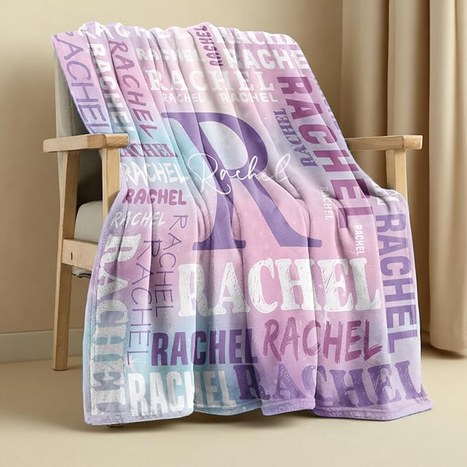 Personalized Blankets for Teen Girls Boys - Printed in USA, Custom Blanket with Kids Names, Ultra-Soft Flannel Monogrammed Baby Throws Blankets, Customized Christmas Brithday Gifts for Adults