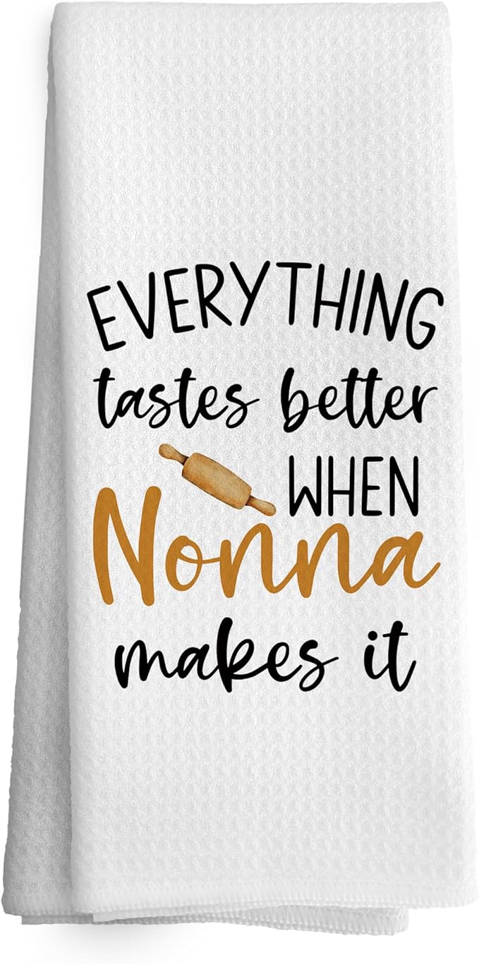 Nonna Gifts Kitchen Towels Grandma Gifts from Grandchildren, Grandma Gift for Mothers Day Dish Towel Dishcloth 16x24 Inches, Grandmother Gift Decorative Absorbent Hand Tea Towels Decor