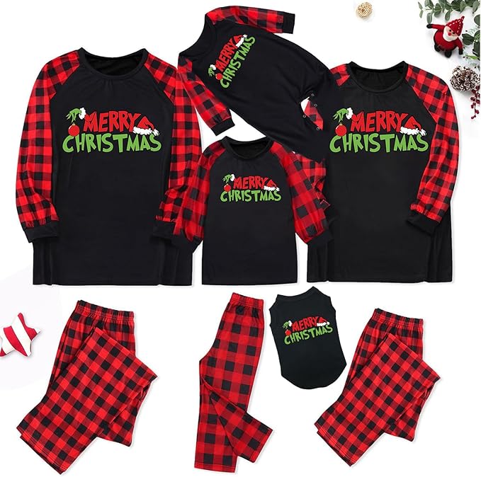 TEERAPHIQUE Christmas Pajamas for Family,Family Holiday Pajamas Matching Sets,Xmas Jammies for Couples
