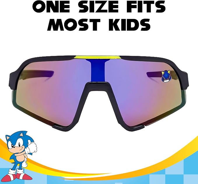 ARKAID Sonic the Hedgehog Boys Sunglasses | 100% UV Protection | Official Sega Sonic the Hedgehog Boys Sunglasses | Impact Resistant | Gift Idea | Fits Most Kids