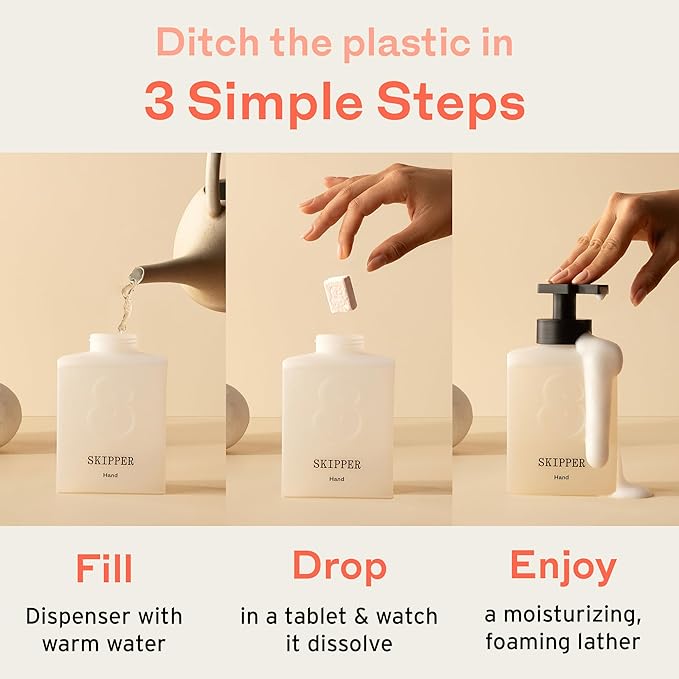 Tirtyl Skipper Foaming Hand Soap Tablet Refills - 24 Pack - 192 fl oz total (24x 8 fl oz) - Rebranded - Compostable Packaging - Bulk Variety Fragrance Pack
